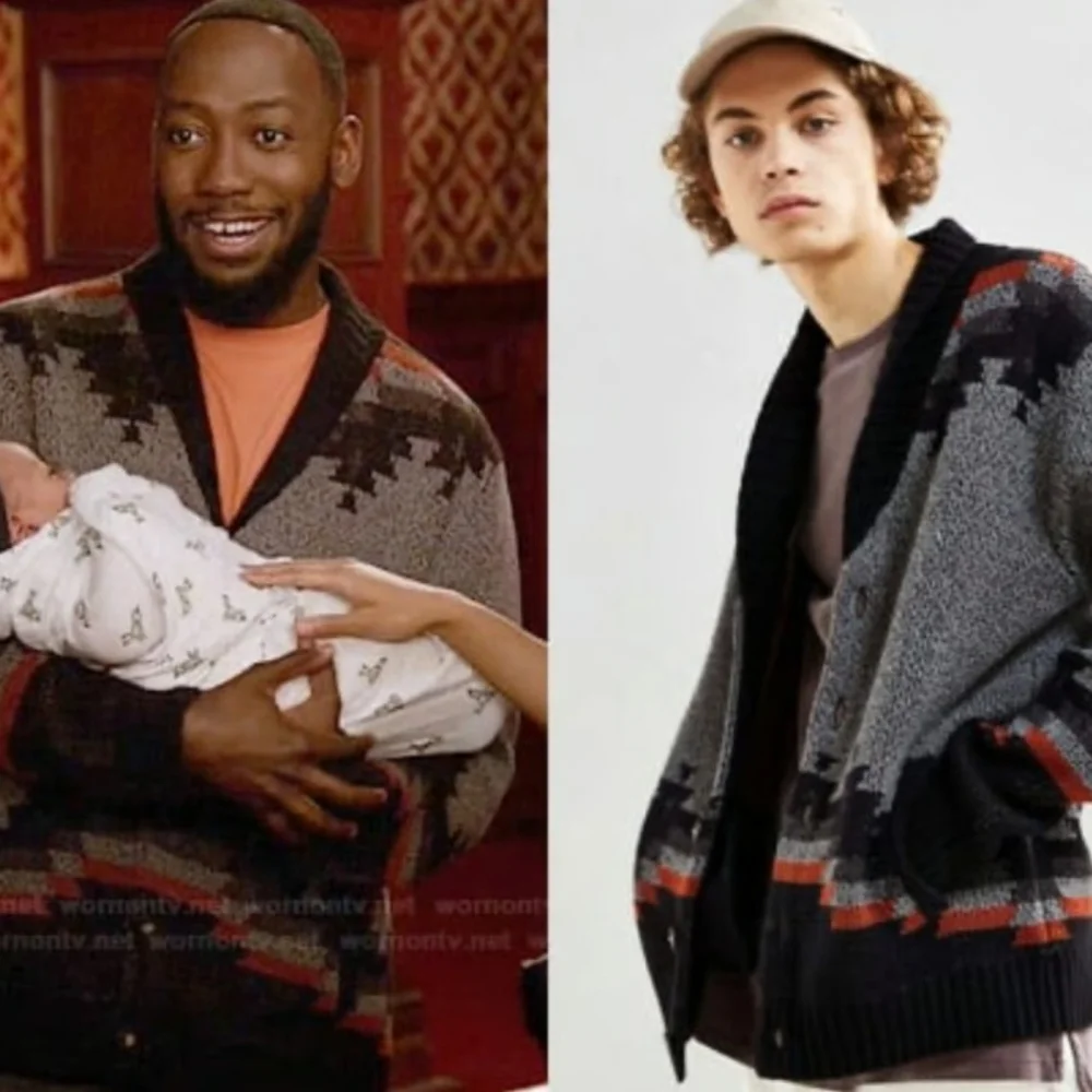 Urban Outfitters Men's Grey Black Southwestern Aztec Fox Grandpa Sweater Medium - Picture 2 of 16